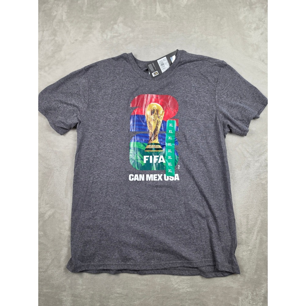 FIFA World Cup 2026 T-Shirt Mens XL Gray CAN MEX USA Soccer Graphic Tee